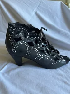 SIze 9 Joan Boyce Women's Black Cut Out Rhinestone Open Toe Heels - Picture 1 of 6