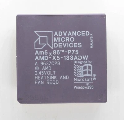 80486 Processor - AMD Am5x86-P75 - 133ADW - Socket 3 - TESTED - Image 1 of 2