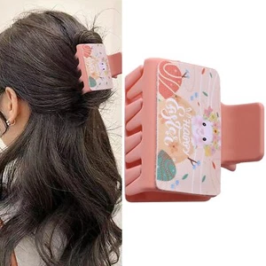 Hair Clips Easter Matte Leather Bunny Hair Claw Clips for Women Watercolor Fl... - Picture 1 of 6