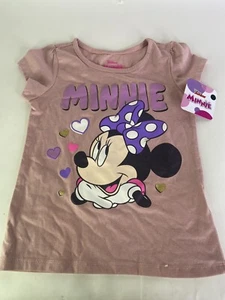 Disney Minnie Mouse Hearts Short Sleeve Tee T-Shirt Top Girls Size 6 - Picture 1 of 5