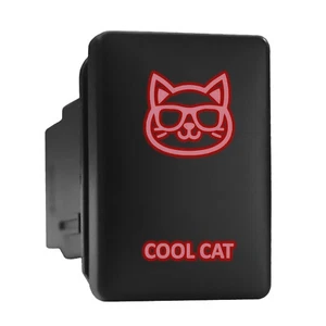 COOL CAT - Red Backlit Short Push In Switch  1.28"x 0.87" (Fit: Toyota) - Picture 1 of 6