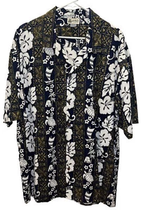 Aloha Republic Men's Hawaiian Shirt 3XL Floral Blue Made in USA 100% Cotton - Picture 1 of 4