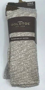 New Men's Gold Toe Lodge Collection Socks 2 Pack Rag Crew- Brown/Grey- 2P - Picture 1 of 3