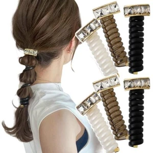 6Pcs Rhinestone Spiral Hair Ties Braided Telephone Wire Hair Bands for Women ... - Picture 1 of 7