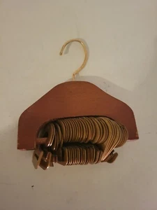 Vintage wooden tie rack with plastic hooks. Small . Retro - Picture 1 of 9
