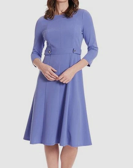 Vestido para mujer London Times púrpura con lengüeta lateral ajustado y acampanado talla 10 Foto 1 de 1