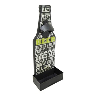 NEW! MODERN HOME WALL MOUNTED BOTTLE OPENER WITH CAP CATCHER - BEER PRY - CHALK - Picture 1 of 2