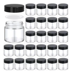24 pack 2oz Clear Glass Jars for Cosmetics, Lotions. - Picture 1 of 2