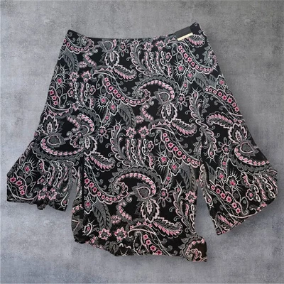Falda Lane Bryant 22/24 Negra Rosa Paisley Maxi Larga Sesgo Ranura Asimétrica Nueva con Etiquetas Foto 1 de 4