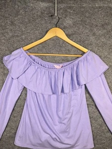 Lilly Pulitzer Augustus Off Shoulder Top Women’s Small Purple Lilac Verbena - Picture 1 of 9