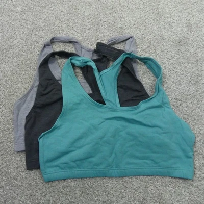 Hanes Sports Bras Womens Large Gray Teal Wireless Racerback Pullover 3 Pack - Image 1 of 4