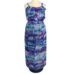 Faded Glory Chiffon Maxi Dress Ruffle Smocked Waist Sleeveless Size 2XL 20 - Picture 1 of 10