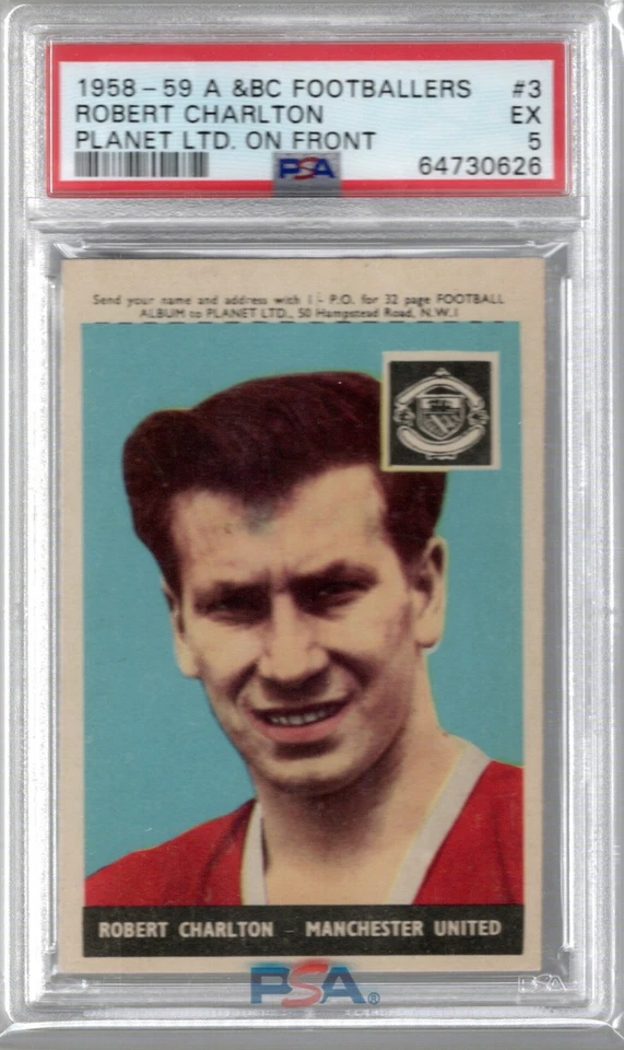 Robert Charlton 1958 A&BC Footballers #3 Planet LTD RC PSA 5 Foto 1 de 2
