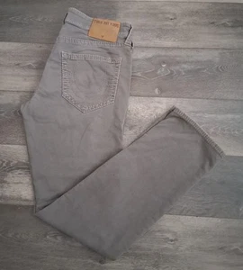 True Religion Geno Relaxed Slim Straight Jeans Stretch Grey Mens Size 34x34 - Picture 1 of 10