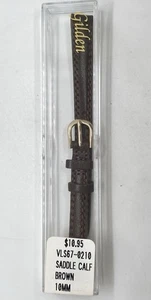Nuovo cinturino orologio GILDEN pelle marrone sella vitello anse 10 mm con barre a molla cucite - Foto 1 di 8
