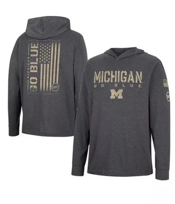 Camisa con Capucha Grande Para Hombre Carbón Michigan Wolverines Team OHT Inspirada Militar Foto 1 de 4