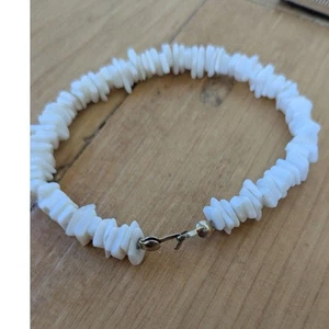 Vintage weiß Puka Muschel Armband oder Fußkettchen - 7" - Bild 1 von 3