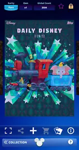 Topps Disney Collect DIGITAL Daily July 26 Refractor Dumbo on Train - Picture 1 of 3