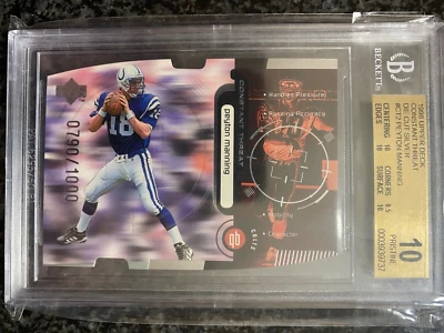 1998 Upper Deck Constant Threat Die-Cut Silver Peyton Manning /1000 BGS 10 w/9.5 - Image 1 of 2