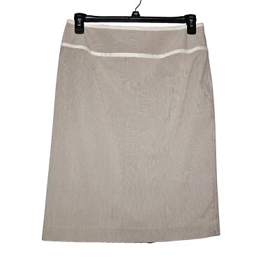 Платиновая юбка-карандаш в тонкую полоску Larry Levine размер 10 - Изображение 1 из 4