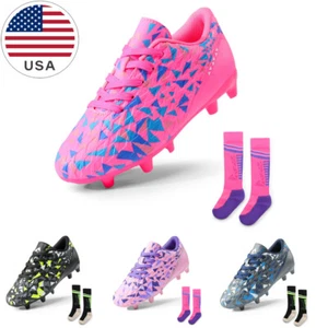 DREAM PAIRS Boys Girls Soccer Cleats Firm Groud Sports Trainning Football Shoes - Picture 1 of 25