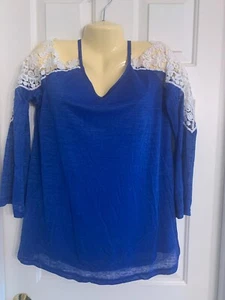 Camicia top da donna blu Zanzea 8 tunica a tracolla strati pizzo uncinetto nuova con etichette - Foto 1 di 6