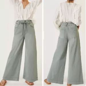 Anthropologie Pilcro The Coastal Pants Wide Leg High Waist Relaxed Green 27 P - Picture 1 of 12