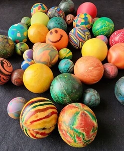 Retro Vintage Super Balls Bouncy Rubber Ball Lot 40+ Various Colors Sizes Toys - Picture 1 of 6