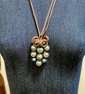 Collana Soutache Gufo Design Turchese Blu Perline Chiusura Regolabile Sconto 50%! - Foto 1 di 2