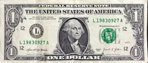 Birthday Note September 27, 1983 (9/27/1983) $1 Dollar Bill Serial# L19830927A - Picture 1 of 4