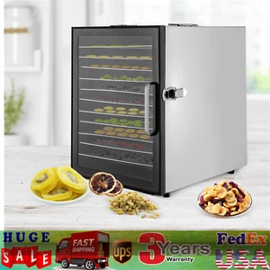 Commercial Food Dehydrator 12 Tray Stainless Steel Fruit Meat Jerky Dryer Timer - Picture 1 of 24
