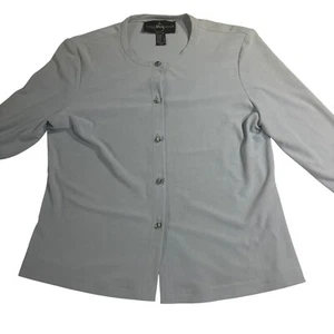 JS Collections Button Down Top Rhinestone Buttons Long Sleeve Blouse Size 8 - Picture 1 of 10