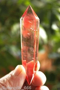 1pcs 3.4" Pretty Red Smelt Quartz Crystal Double Terminated Wand Healing - Picture 1 of 4