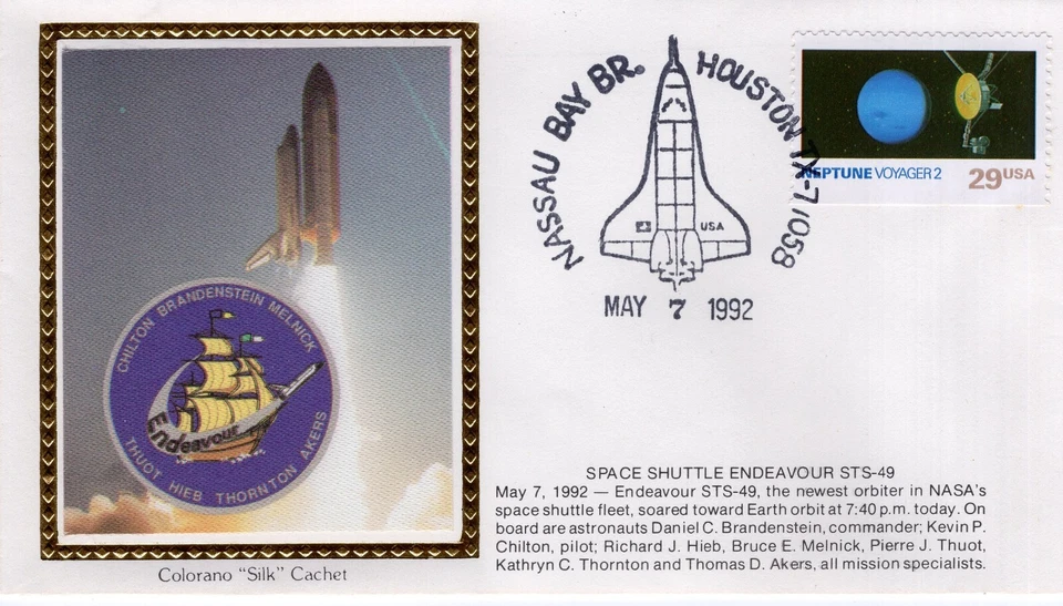 LAUNCH SPACE SHUTTLE ENDEAVOUR STS-49 - HOUSTON, TX  1992  FDC17985 - Image 1 of 1