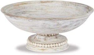 Mud Pie Beaded Wood Pedestal Bowl - Picture 1 of 1