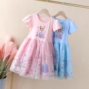 Kids Girls Elsa Dress Fancy Dress Cosplay Party Princess Ball Gown Costume New - Picture 1 of 14
