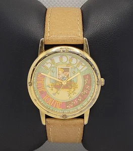 Ladies Round Bloom WhereYou are Planted Gold Tone Brown Leather Band Watch K9 - Picture 1 of 9