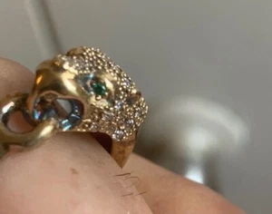 Mia Fiore Panther emerald eye ring 14k Gold over sterling silver 925 size 8 - Picture 1 of 10