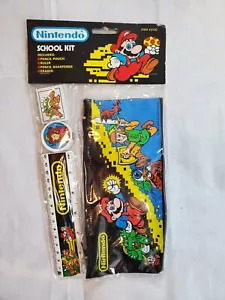 Vintage 80s 1988-89 Nintendo Super Mario School Kit Pencil Pouch Sharpener Ruler - Picture 1 of 9