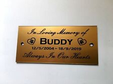 Pet Urn Marker Plaque Engraved Memorial Gold Name Plate Mounting Holes 100x50mm