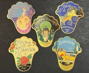 BEAU LOT DE 5 ETIQUETTES  PARFUM ANCIENNES   LORENZY PALANCA PARIS /OLD /J 15 - Picture 1 of 6