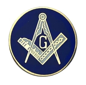 Masonic Square and Compass Blue Gold Round Hat or Lapel Pin H5213 F5D3X - Picture 1 of 1