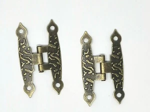 Paar gehämmerte Scharniere Schmuckkästchen Deckel gealtert antik bronzefarben C034 - Bild 1 von 9