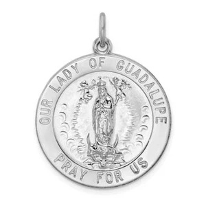 Sterling Silver Rhodium-plated Our Lady of Guadalupe Medal 1 x 1.3 in - Picture 1 of 1