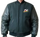 Vintage 7UP Varsity Jacket NWT Green Wool & Leather Embroidered Logo Mens Size L