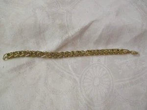 Vintage gold tone interlocked links Bracelet with clear Rhinestones - Picture 1 of 3