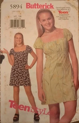 BUTTERICK VERY EASY  Sewing Pattern #5894 JUNIOR DRESS size 1/2 -7/8   UC/FF - Image 1 of 4