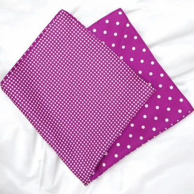 Mens Silk Handkerchief Pocket Square Berry Purple White Polka Dot Hanky 13" NEW - Image 1 of 4