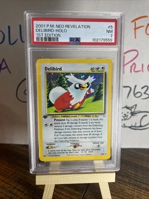 ✨ Delibird “DOUBLE HOLO” ERROR, 1st Edition, Pokemon, TCG, 2001, 5/64, PSA 7 ✨ - Image 1 of 3