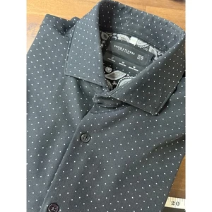 Denim & Flower Herren XL Oberhemd schwarz weiß Punkte Paisleybesatz Langarm - Bild 1 von 4